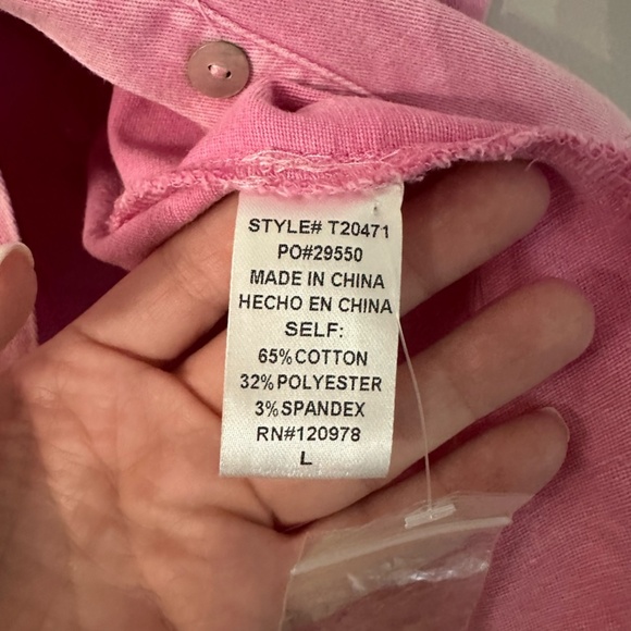 Entro Women’s Pink Sleeveless Ruffle Trim Button Front Denim Top Sz L GUC - Picture 6 of 9